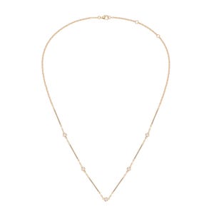 Diamond Bezel Necklace | 14k Gold Diamond Necklace | Dainty Diamond Choker Necklace | 5 Bezel Diamond Necklace | Multi Diamond Necklace