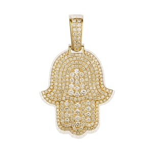 Small Pave Diamond Hand Pendant | Diamond Hamsa Pendant | 14K Gold Hamsa Hand | Evil Eye Pendant Charm | Evil Eye Charm | Hamsa Jewelry Gift