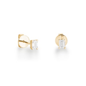 Tachuelas de diamantes baguette de 10 punteros / Mini aretes de diamantes baguette / Aretes baguette para mujer / Aretes de talla baguette de diamantes