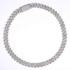 Edgy Iced Out Miami Cuban Chain | Pave Diamond Cuban Chain Necklace | Diamond Hip Hop Bling Necklace | Men&#39;s Cuban Link Necklace