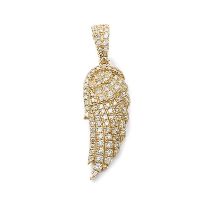 14K Gold Angel Wing Charm Pendant - Yellow, White, Or Rose Gold, Various Sizes - View #11