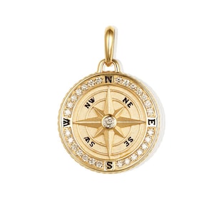 Diamant Kompass Anhänger des nautischen | Diamant-Kompass und Reise-Charme | Diamant Reise Charm | Gold Kompass Anhänger | Himmlischer Anhänger
