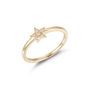 Starstruck Chic Diamond Ring | Gold Star Diamond Ring | Diamond Accent Star Ring | Gold Star Shaped Diamond Ring | Small Star Diamond Ring