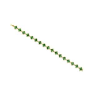 Emerald Clover Tennis Bracelet | Diamond and Emerald Clover Bracelet in 14k Gold | Four Leaf Clover Bracelet | Green Clover Bracelet