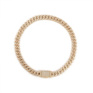 7mm Iced Out Miami Cuban Bracelet | Hip Hop Gold Cuban Chain Bracelet | Men&#39;s Cuban Link Bracelet | Pave Diamond Cuban link Bracelet