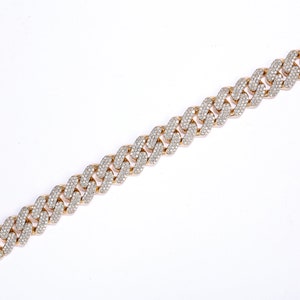 16mm Iced Out Cuban Bracelet | Hip Hop Gold Cuban Chain Bracelet | Men&#39;s Cuban Link Bracelet | Pave Diamond Cuban link Bracelet