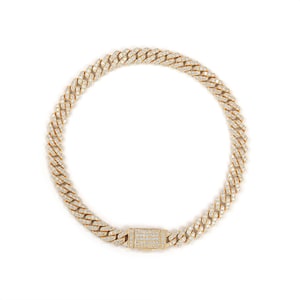 7mm Iced Out Miami Cuban Chain | Pave Diamond Cuban Chain Necklace | Diamond Hip Hop Bling Necklace | Men&#39;s Cuban Link Necklace