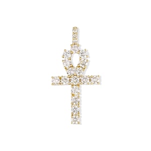Ankh Diamond Pendant | Ankh Cross Diamond Pendant | Gold Diamond Egyptian Cross Pendant | Ankh Pendant of Life | Diamond Key of Life Pendant