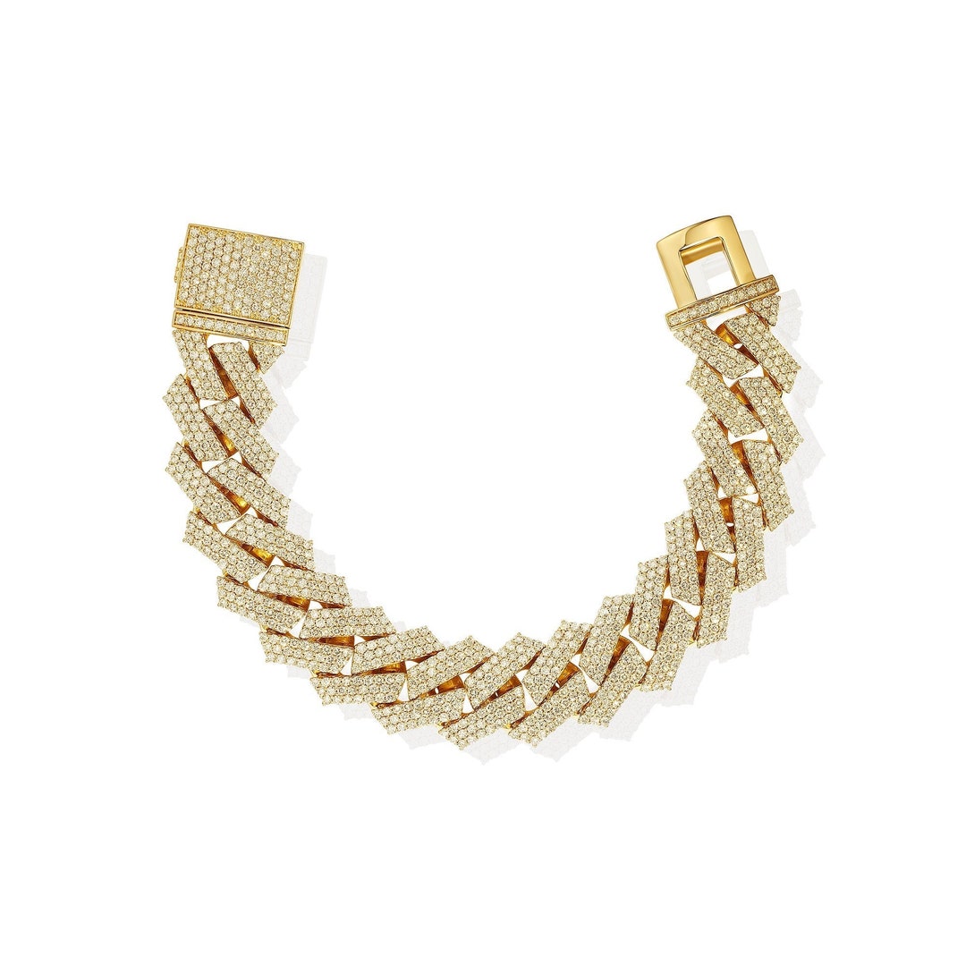 11mm Gold Dad Cuban Curb Bracelet With Stones