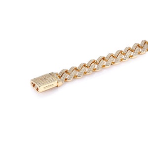 10mm Iced Out Miami Cuban Bracelet | Hip Hop Gold Cuban Chain Bracelet | Men&#39;s Cuban Link Bracelet | Pave Diamond Cuban link Bracelet