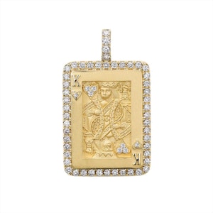 Hartenkoningkaarthanger | Pokerhanger | Hanger | Geluksbrenger | Hiphopsieraden | Koningshanger | 14k gouden en diamanten hanger