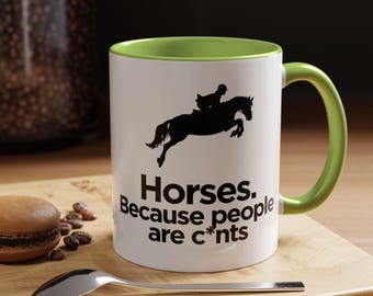 Humorous Horse Lover's Coffee Mug, Unique Equestrian Gift, Funny Horse Cup, Present for Riders, Stylish Animal Lover Mug