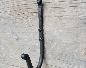 Hand Forged 3/8" Steel Wall Hook With Mounting Screws