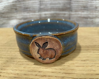 Handmade Ceramic XX Small Blue Pet Bowl- Rabbit Bowl