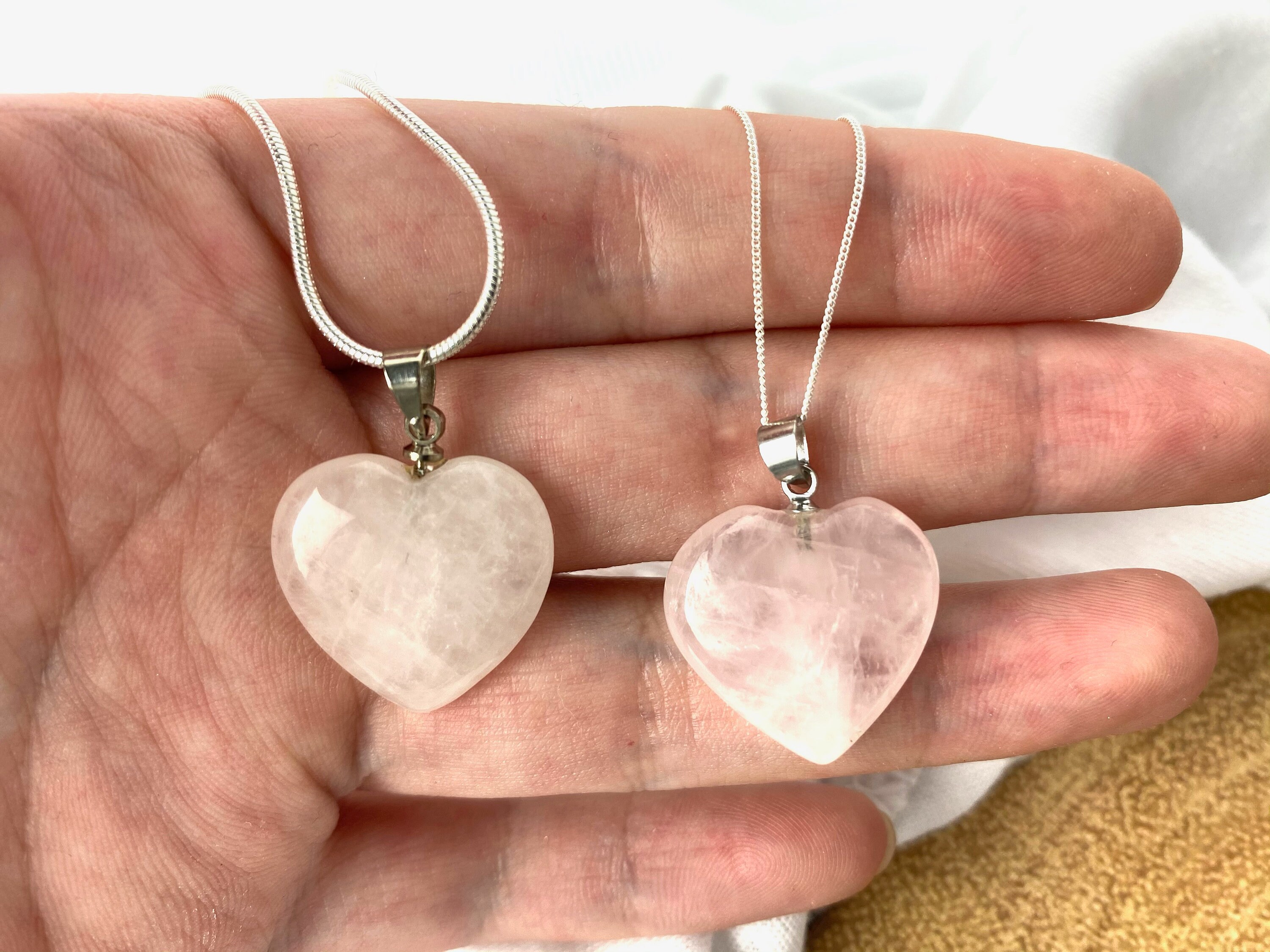 Rose Quartz Heart Crystal Necklace | Natural Gemstone Pink | Healing …