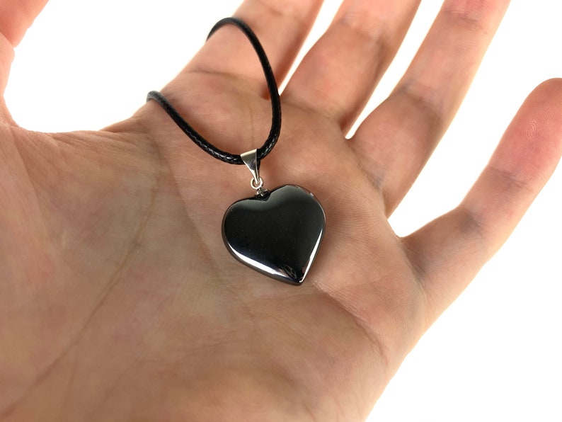 Religious Jewellery Anniversary Birthday Wedding Gift Hematite Healing Heart Crystal Necklace Confidence Courage Protection Stone