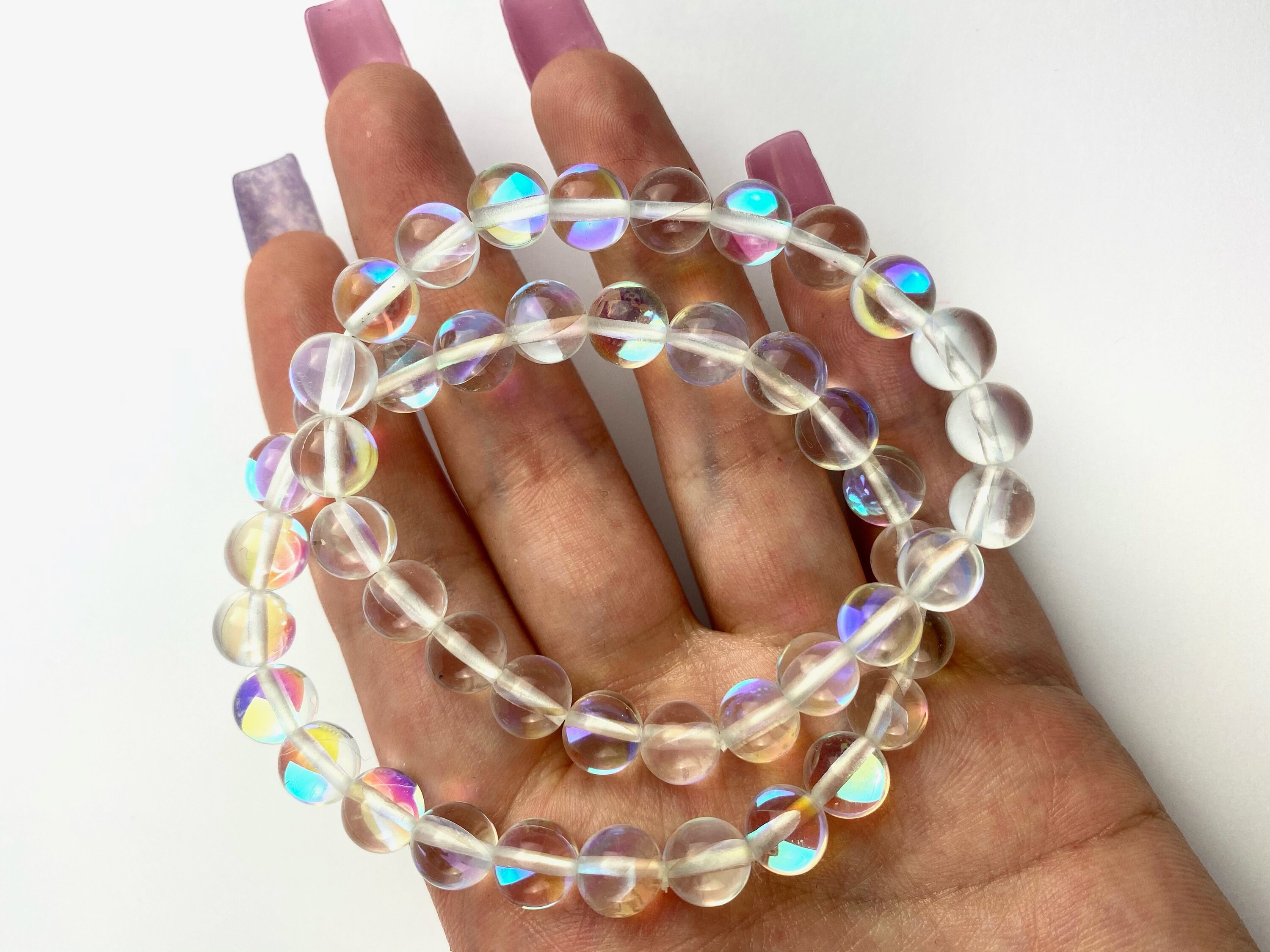 Aura Opalite Bead Bracelet 8mm Aura Quartz Bracelet Aura Etsy UK