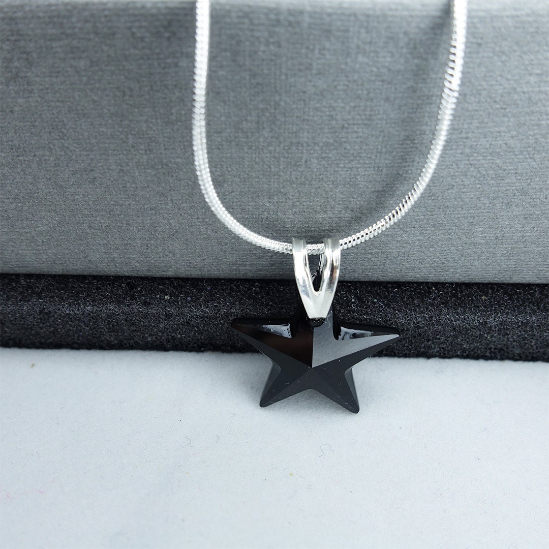 To My Daughter Reach for the Stars Jet Black Crystal Necklace
