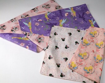 Handmade Reversible Character Placemats for Kids/Adults - Minnie Mouse & Tinkerbell - 100% Cotton, Lined, Machine Wash - New 2022 Designs