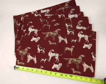 Handmade Reversible Hunting Dog Placemat Set(s) - Purchase 2, 4 or 6: 100% Cotton, Machine Washable, Lined, Made in Utah