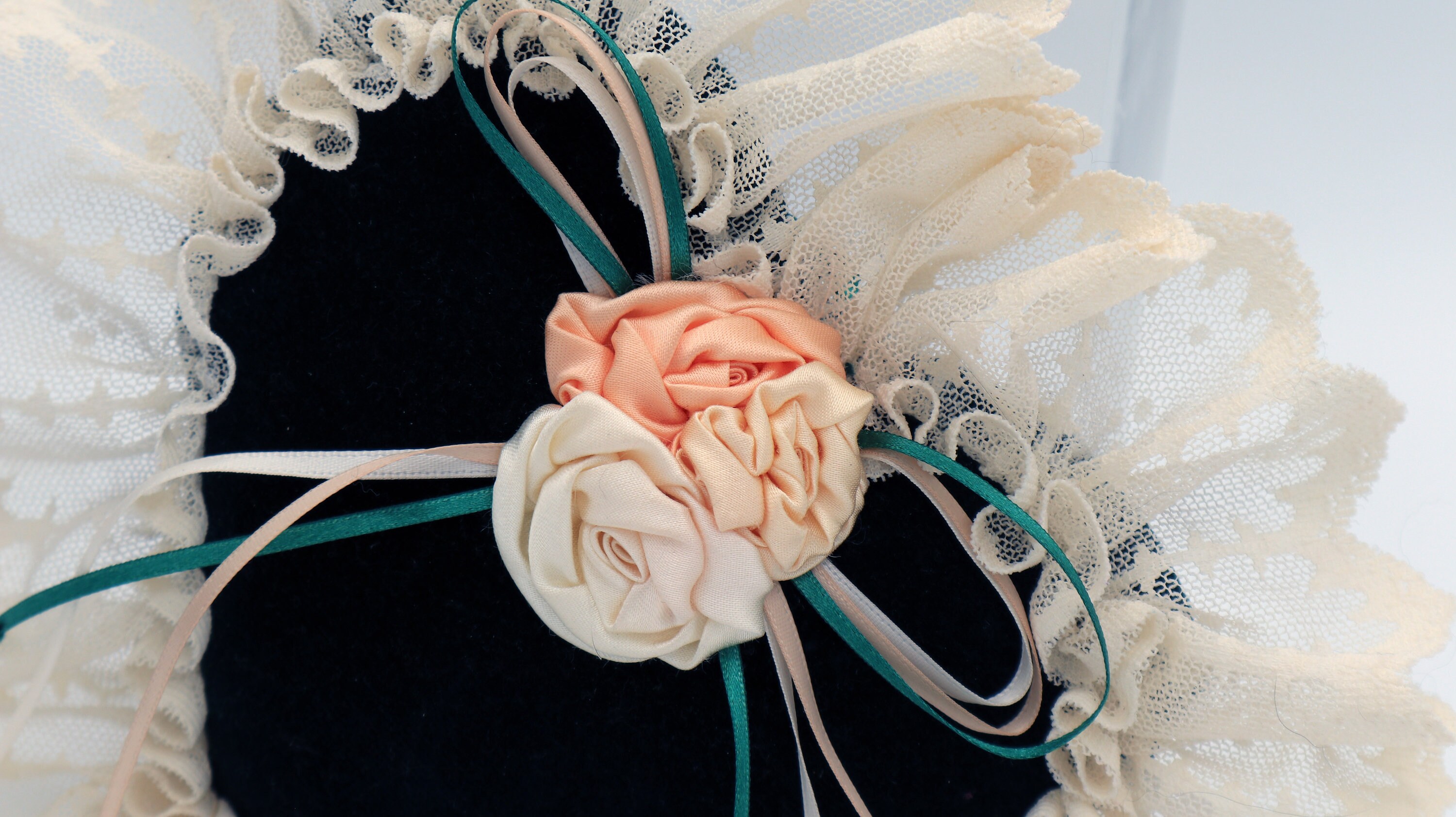 Oreiller De Mariage Vintage - Cœur Satin Blanc Dentelle - Années 80 - Réutilisable