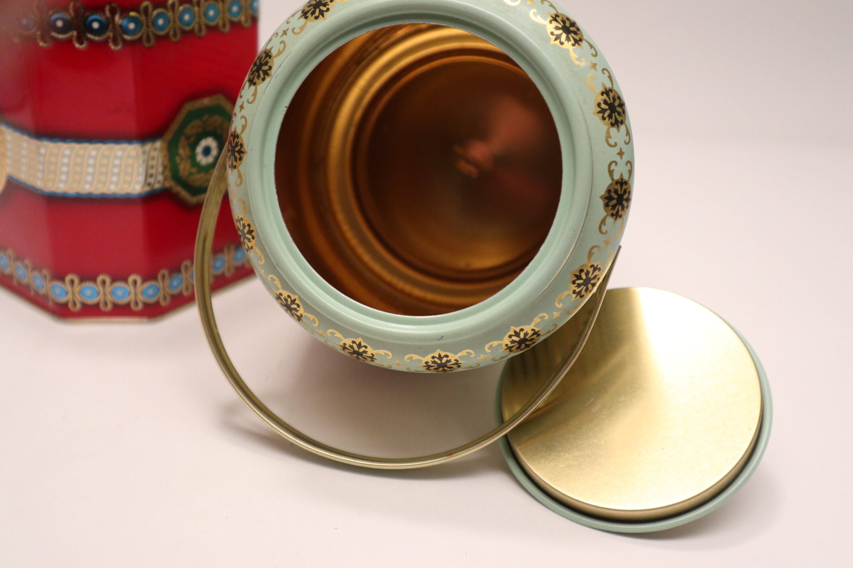 Vintage Metal Tins W/lids great Britain Green & Gold Round Etsy UK