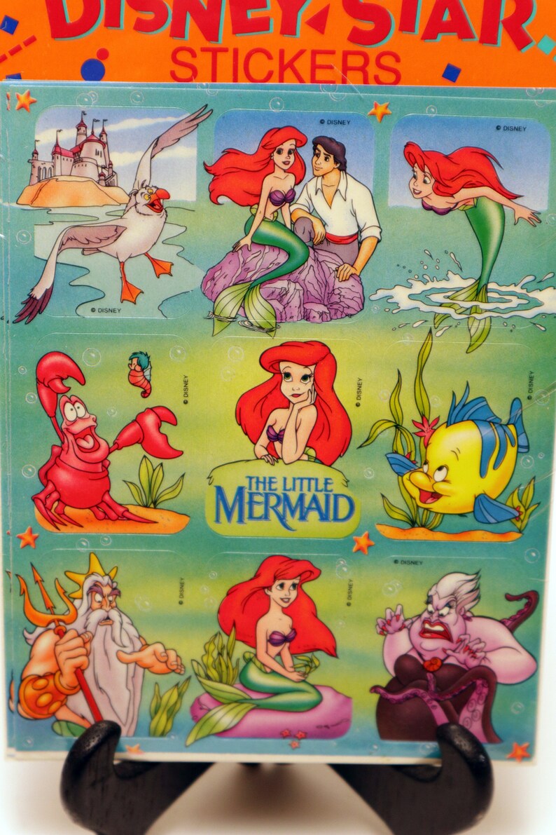 Vintage 1990s Disney's the Little Mermaid Sticker Set (36 Self-adhesive ...