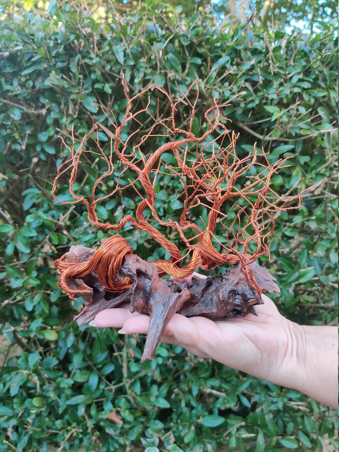 Autumn Copper Wire Tree Wire Tree Sculpture Tree on Wood Etsy