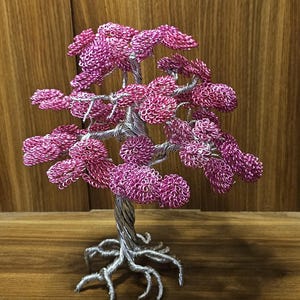 Handmade Pink Aluminium Wire Cherry Blossom Tree Sculpture, Spring Home Décor