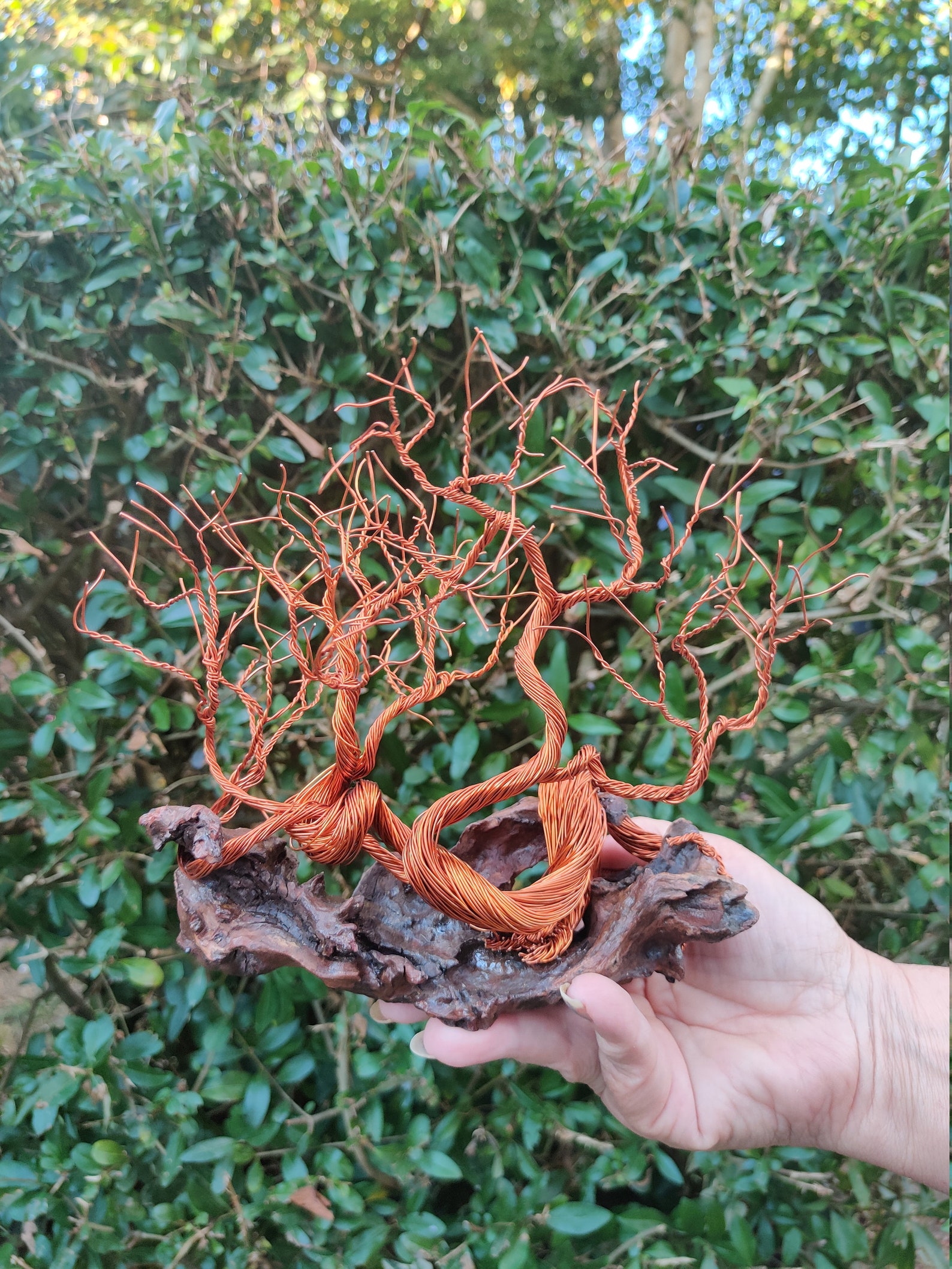 Autumn Copper Wire Tree Wire Tree Sculpture Tree on Wood Etsy