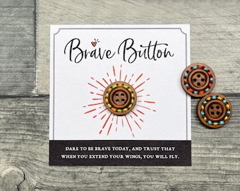 Brave Button | Pick Me Up Token | Mindfulness Boost | Back to School Worry Gift | Mental Health Gift | Positive Energy