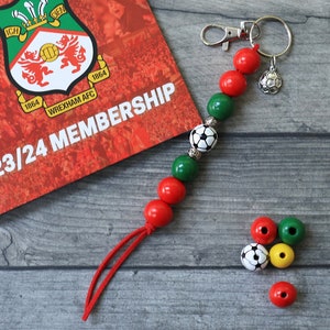 Wrexham AFC Wooden Keyring | Wrexham Wooden Beaded Keychain | Gifts For Birthday | Wrexham AFC Key Fob Lanyard | Wrexham Handbag Accessories