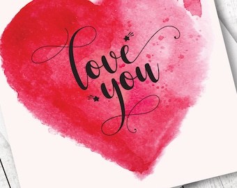 Love You Greeting Card / Valentine's Card / I Love You / For Him / For Her / Love / Love Gift / Hearts