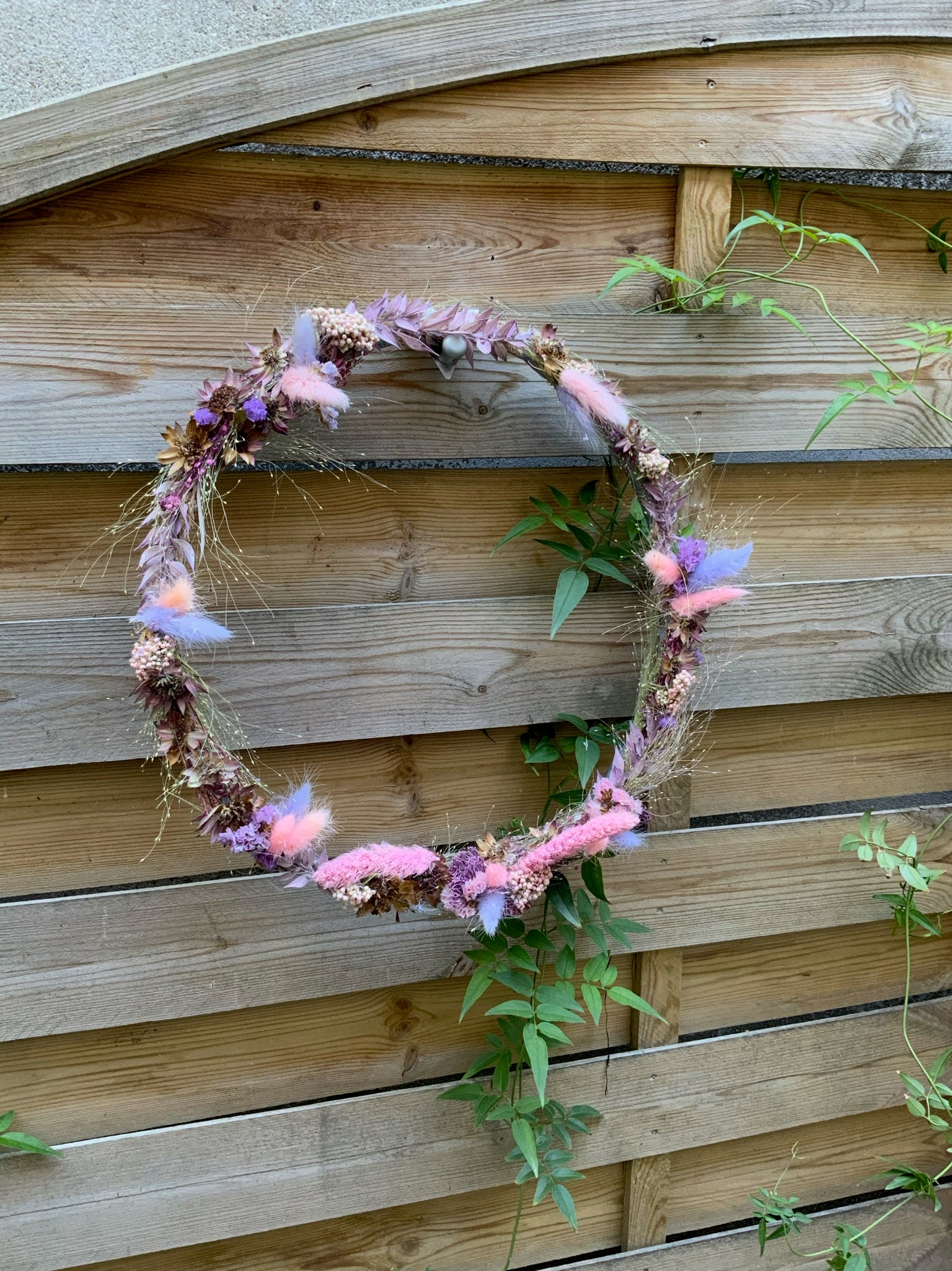 Couronne Fleurs Séchées Rose Pastel