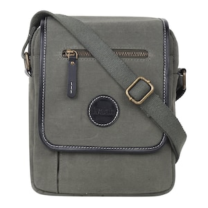 Sac à bandoulière fait main en toile cirée - Olive/Sac messager, Sac à bandoulière, Pochette de voyage/tablette, Sac tendance homme, Sac cycliste, Unisexe