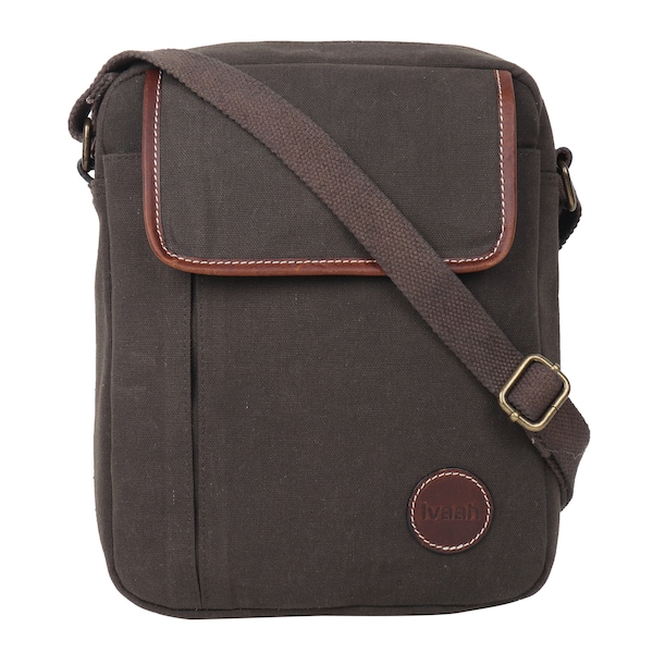 Waxed Canvas Handmade Cross body Bag - Brown/Messenger bag /Sling bag, Travel/Tablet pouch, Men Fashion bag, Racking/Cyclist bag, iPad pouch