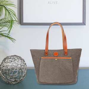 Sac pour femme, sac fourre-tout, sac à langer, sac pour ordinateur portable de bureau, sac à bandoulière, sac à main, sac de voyage, sac de transport d'école - fait main, cuir pur, toile