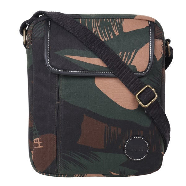 Handmade Wax Canvas Cross body Bag /Messenger bag-Camouflage, Sling bag, Travel/Tablet pouch, Fashion bag, Racking/Cyclist bag, iPad pouch