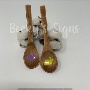 Wooden 7&quot; mini spoons for decor - easter bunny - tiered tray decor - spring decor