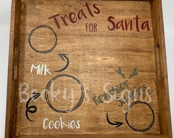 Treats for Santa serving tray 12"x12" - Christmas cookies - Milk and Cookies - Holiday serving - Reindeer treats