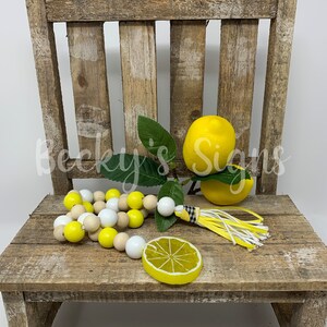 Lemon Wood Bead Garland - Rustic Farmhouse style decor - Tiered tray decor