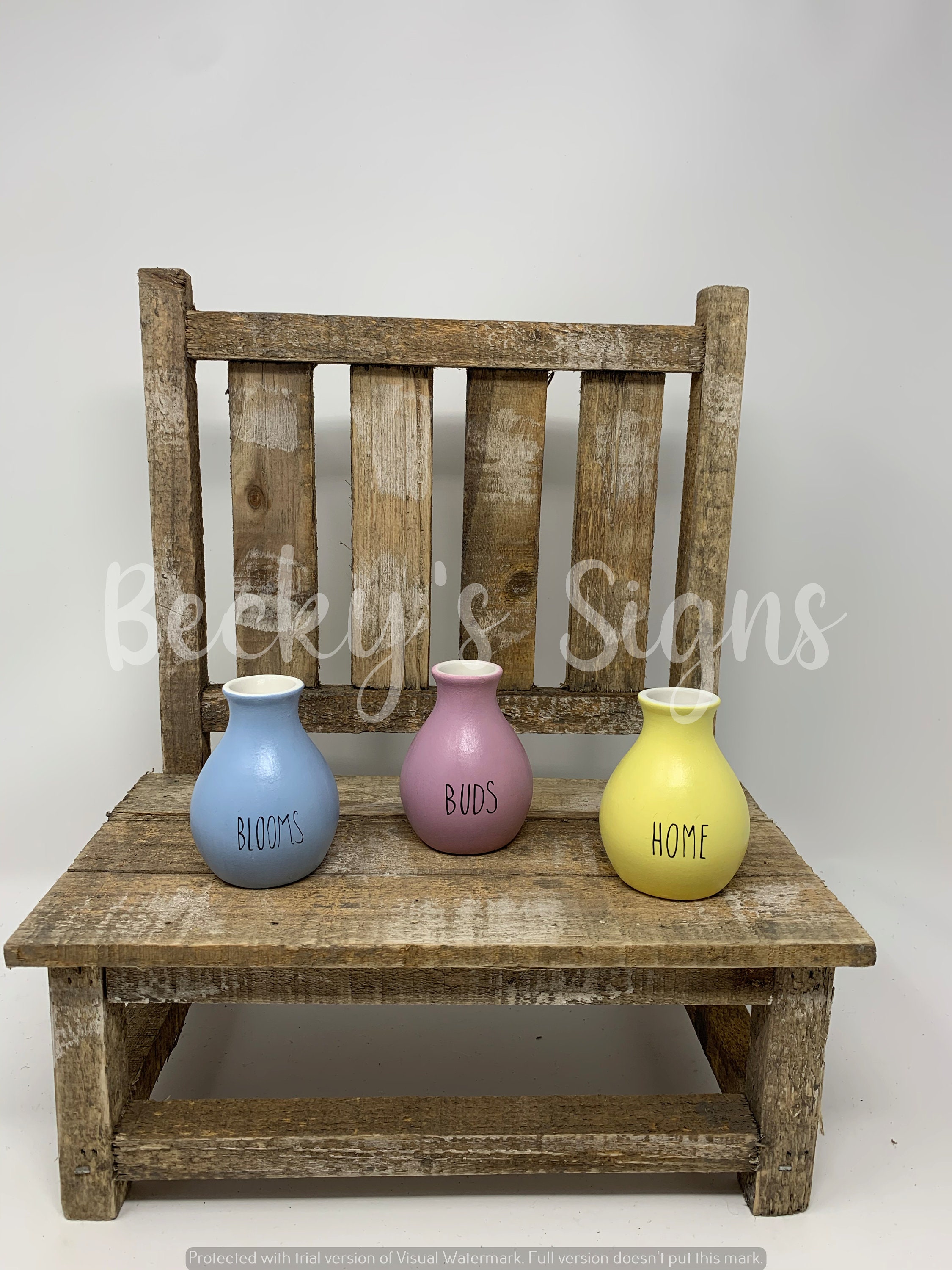 Mini Ceramic Bud Vases 3 H X 2 W Tiered Tray Decor Farmhouse Decor