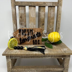 Lemon themed - Lemonade - Wood Tag - Wooded bead - Tiered tray decor - Rustic Farmhouse decor
