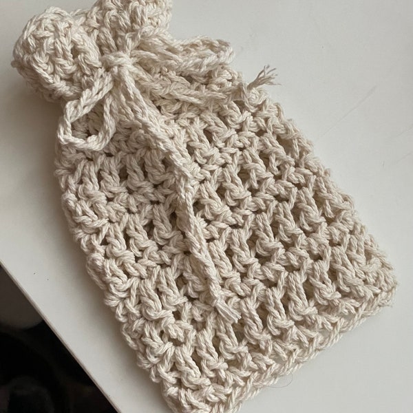 Handmade Off-White Crochet Pouch: Rustic Charm for Cosmetics, Jewelry, and Thoughtful Gifts
