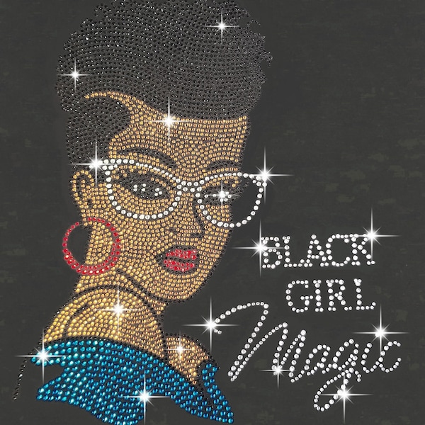 Black Girl Magic - Blue Dress Rhinestone bling Tank Top / V- Neck T- Shirts / Sweatshirt / Pullover Fleece Hoodie  / Unisex