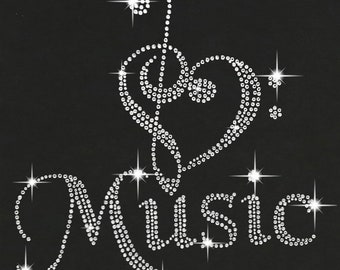 Music Rhinestone bling Transfer / Tank Top /V- Neck T- Shirts / Pullover Fleece Hoodie / Sweatshirt / Unisex