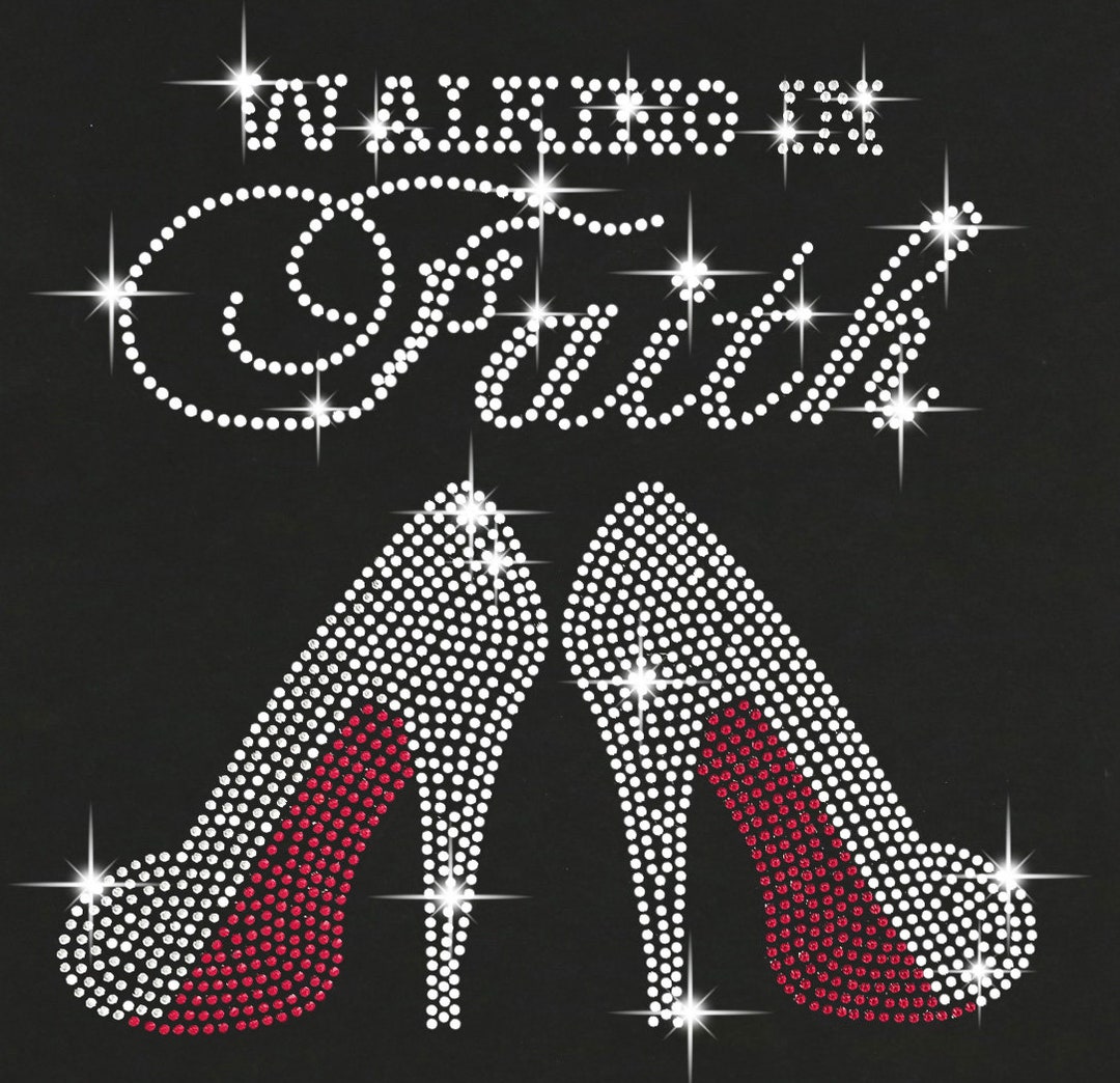 Walking in Faith Rhinestone Bling Transfer / V Neck T Shirts - Etsy