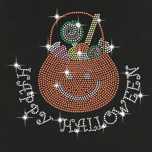 Pumpkin with Candies Rhinestone / Stud bling Transfer / V- Neck T- Shirts / Pullover Fleece Hoodie / Sweatshirt / Unisex