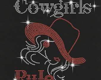 Cowgirls Rule - Red Rhinestone bling Transfer / Tank Top / V- Neck T- Shirts / Pullover Fleece Hoodie / Sweatshirt / Unisex