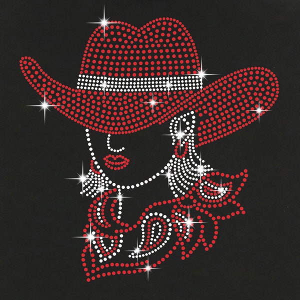 Cowgirl- Red Hat Rhinestone bling /Tank Top / V- Neck T- Shirts / Pullover Fleece Hoodie / Sweatshirt